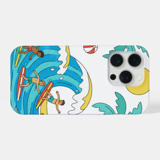Surf & Waves – Cartoon Beach Gift Phone Case iPhoneケース (裏面横)