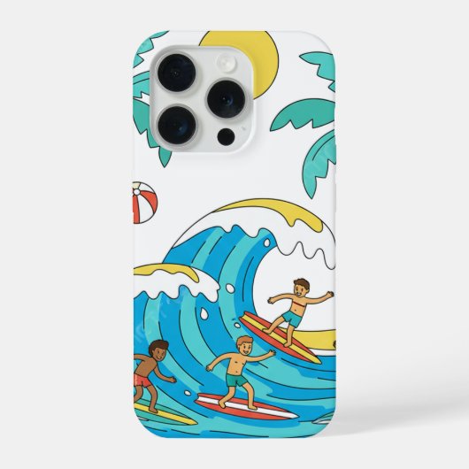 Surf & Waves – Cartoon Beach Gift Phone Case iPhoneケース (裏面)