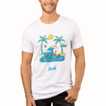 Surf & Waves – Cartoon Beach Men T-Shirt