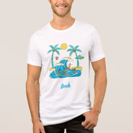 Surf & Waves – Cartoon Beach Men T-Shirt トライブレンドＴシャツ
