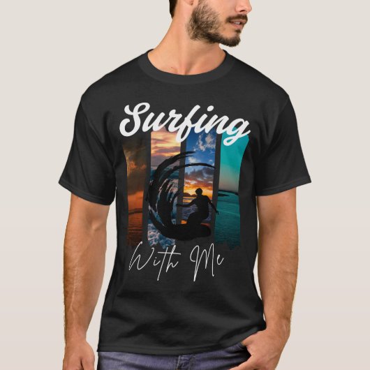 Surf With Me - レトロビーチの雰囲気 Tシャツ (正面)