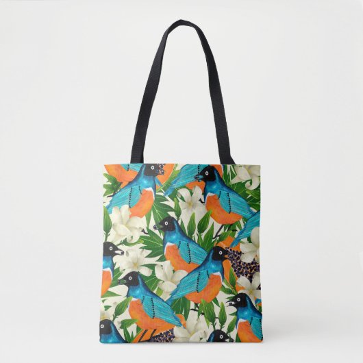 Surface pattern with papaya fruits,leaves and flow トートバッグ (正面)