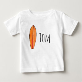 Surfboard水の色（カスタマイズ可能な名前） ベビーTシャツ
