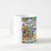 Surfboard Folk Art Mug コーヒーマグカップ (正面左)