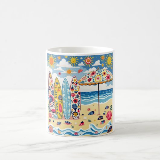 Surfboard Folk Art Mug コーヒーマグカップ (中央)