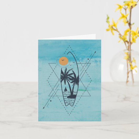 Surfboard greeting card カード (黄色い花)