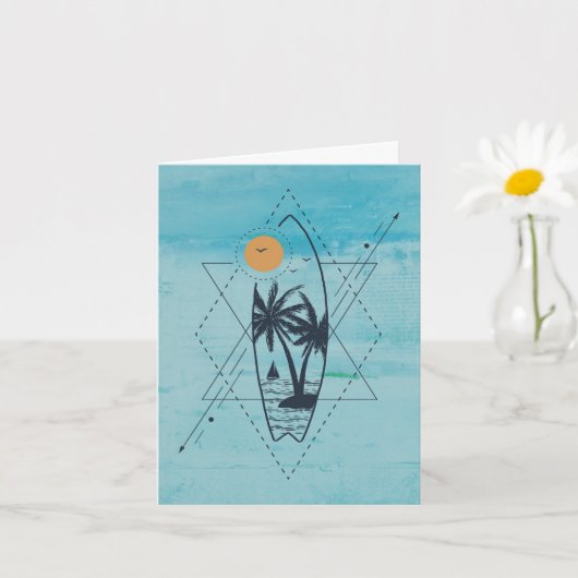 Surfboard greeting card カード (小さな植物)
