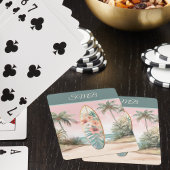 Surfboard Tropical Island Flower  Palm Tree w Name トランプ