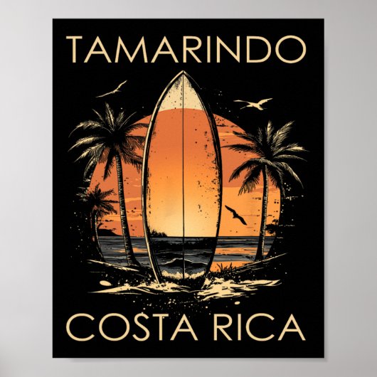 Surfboarder Tamarindo Costa Rica Beach Surfing Sur ポスター (正面)