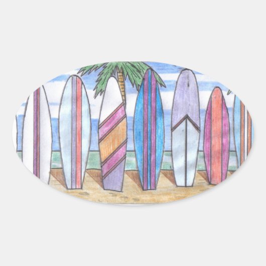 SURFBOARDSスタンプ(4) 楕円形シール (正面)