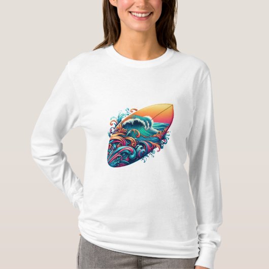 Surfbrett mit Wellen Tシャツ (正面)