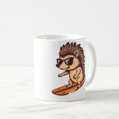 Surfender Igel mit Sonnenbrille コーヒーマグカップ (正面右)