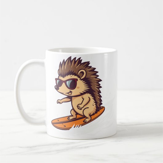 Surfender Igel mit Sonnenbrille コーヒーマグカップ (左)