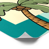 Surfer Cat Summer 1st Birthday Milestone Timeline  ポスター (角)