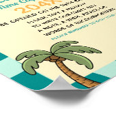 Surfer Cat Summer First Birthday Time Capsule Sign ポスター (角)