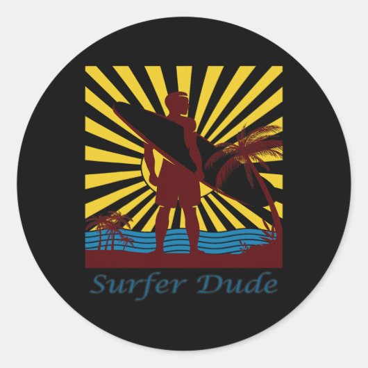 Surfer Dude, Surfing  ラウンドシール (正面)