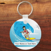 Surfer - Female Cartoon by PrintedPerfection.com キーホルダー (正面)