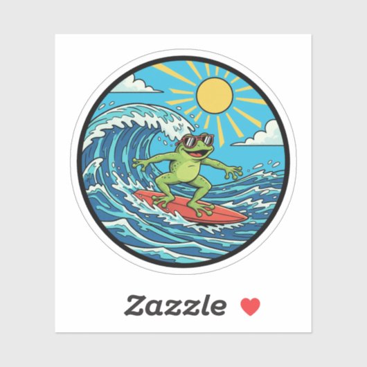 Surfer Frog - Catching a Wave シール (シート)