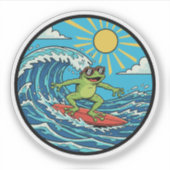 Surfer Frog - Catching a Wave シール (正面)
