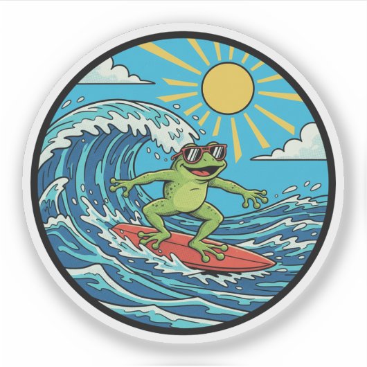 Surfer Frog - Catching a Wave シール (正面)