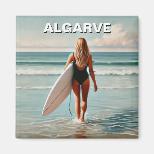Surfer girl in Algarve Portugalはがき マグネット