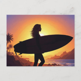 Surfer Girl on the beach ポストカード