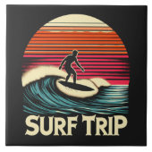 Surfer rétro sunset vacances タイル (正面)