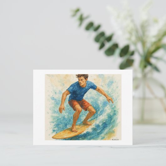 Surfer Riding a Wave,  ポストカード (スタンド正面)