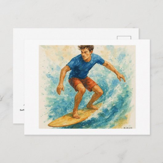 Surfer Riding a Wave,  ポストカード (正面/裏面)