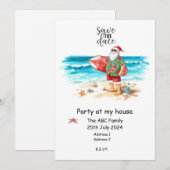Surfer Santa Claus  Summer Christmas In July 招待状 (正面/裏面)