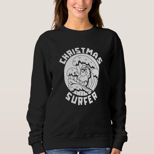 Surfer Santa Waves Surfrider Surfboard Surfing Ch スウェットシャツ (正面)