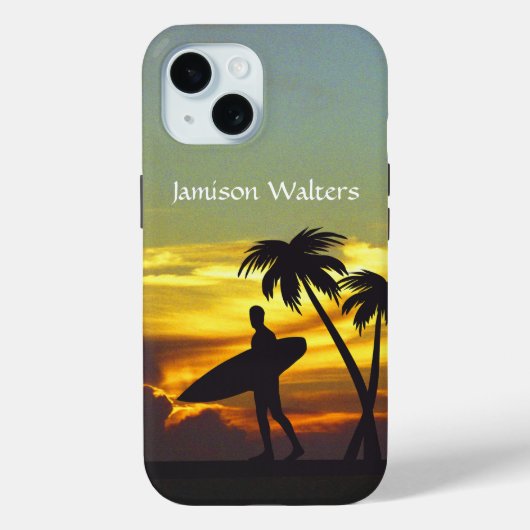 Surfer Silhouette at Sunset - Personalize Case-Mate iPhoneケース (裏面)