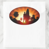 Surfer Sunsetステッカー 楕円形シール (バッグ)