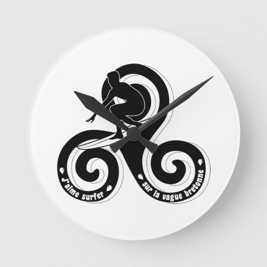 Surfer sur la abgy bretonne (version home) ラウンド壁時計 (正面)