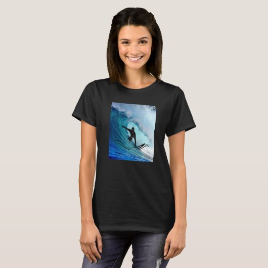 Surfer Surfing Hawaiian Waves Beach Summer Surfboa Tシャツ (正面フル)