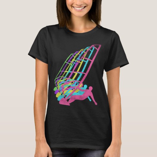 Surfer Windsurfing 80s Colors 1980s Tシャツ (正面)