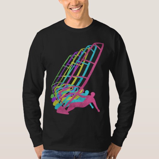Surfer Windsurfing 80s Colors 1980s Tシャツ (正面)