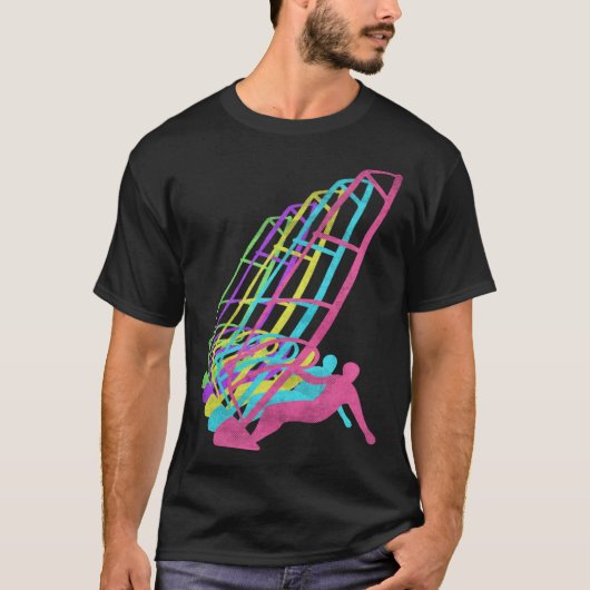Surfer Windsurfing 80s Colors 1980s Tシャツ (正面)
