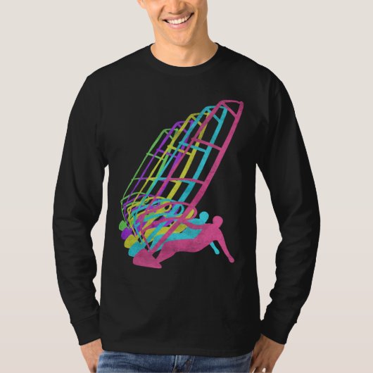 Surfer Windsurfing 80s Colors 1980s Tシャツ (正面)