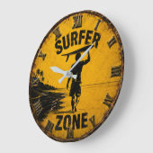 Surfer Zone Beach Coastal Surf House Wall Decor ラージ壁時計 (傾斜)