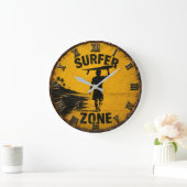 Surfer Zone Beach Coastal Surf House Wall Decor ラージ壁時計 (ホーム)