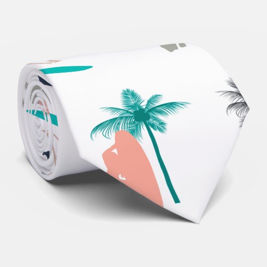 Surfers and Palm Trees Pattern ネクタイ (ロール)