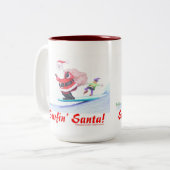Surfin Santa Claus and a bailin' elf! ツートーンマグカップ (正面左)