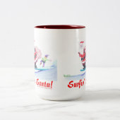 Surfin Santa Claus and a bailin' elf! ツートーンマグカップ (中央)