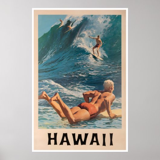Surfing Art Surfer Print Hawaii Travel Poster ポスター (正面)