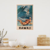 Surfing Art Surfer Print Hawaii Travel Poster ポスター (キッチン)