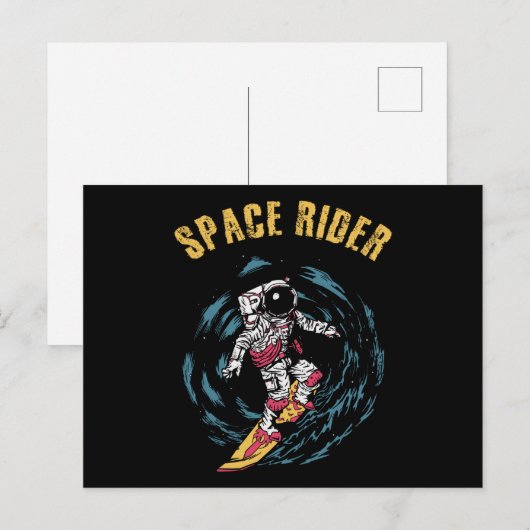 Surfing Astronaut Space Rider Surfer ポストカード (正面/裏面)