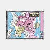 Surfing Axolotl Drinking Nana Milk Kawaii Anime Va フリースブランケット (正面(横))