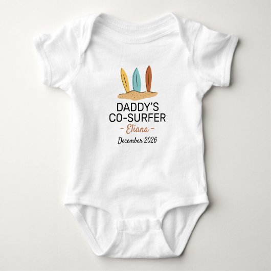 Surfing Baby Shower Daddy’s Co-Surfer - Surf ベビーボディスーツ (正面)