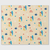 Surfing Beach Dog Christmas Holiday Gift Wrap ラッピングペーパー (フラット)